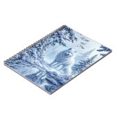 雪の野生のオオカミ黄色のネオンの目装飾 ノートブック (左側)