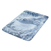 雪の野生のオオカミ黄色のネオンの目装飾 バスマット (アングル)