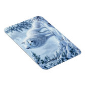 雪の野生のオオカミ黄色のネオンの目装飾 マグネット (右側)