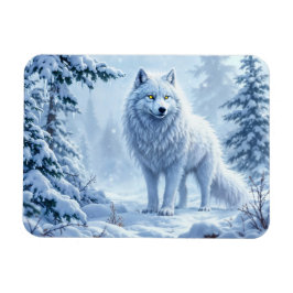 雪の野生のオオカミ黄色のネオンの目装飾 マグネット