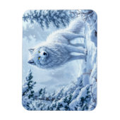 雪の野生のオオカミ黄色のネオンの目装飾 マグネット (縦)