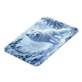 雪の野生のオオカミ黄色のネオンの目装飾 マグネット (左側)