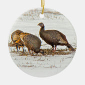 雪の野生の七面鳥 セラミックオーナメント (正面)