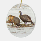 雪の野生の七面鳥 セラミックオーナメント (左)