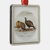 雪の野生の七面鳥 メタルオーナメント (右)