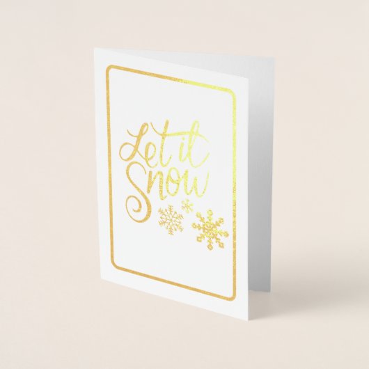 雪の金ゴールドトーンフォイルクリスマスカード 箔カード (正面)