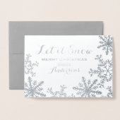 雪の銀箔の雪の結晶クリスマスカード 箔カード (封筒付き正面)