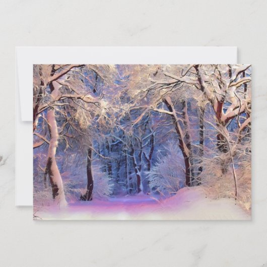 雪の降り積もった木々のある冬の風景（水彩画） 招待状 (正面)