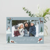 雪の降るお洒落冬のシーン写真 シーズンカード (スタンド正面)