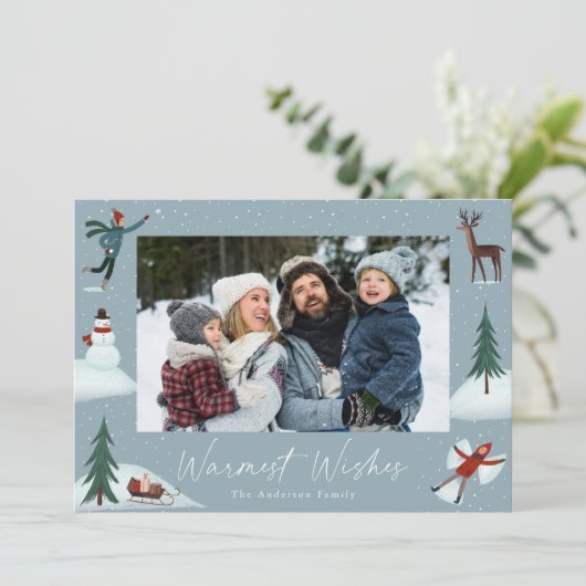 雪の降るお洒落冬のシーン写真 シーズンカード (スタンド正面)