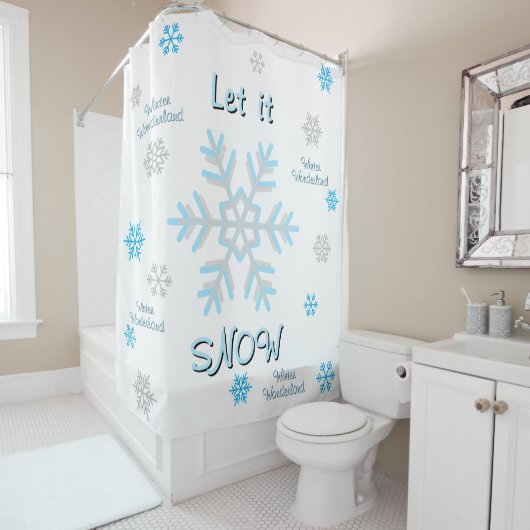 雪の降るウィンターワンダーランド シャワーカーテン (インサイチュ)
