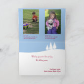 雪の降るカスタム青いクリスマスの挨拶 シーズンカード (内部)