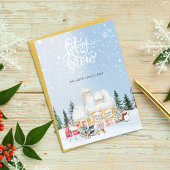 雪の降るキュートなサンタクリスマスフォトカード 招待状