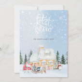 雪の降るキュートなサンタクリスマスフォトカード 招待状 (正面)