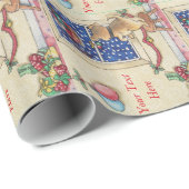 雪の降るクリスマスでかわいい茶色の子犬 ラッピングペーパー (ロールコーナー)