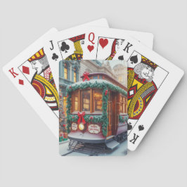 雪の降るクリスマスのクラシック路面電車 トランプ