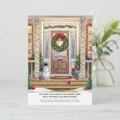 雪の降るクリスマスのフロントポーチ あたたかな新ホーム シーズンカード (スタンド正面)