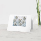 雪の降るクリスマスの挨拶状に載るウェスティ シーズンカード (裏面)