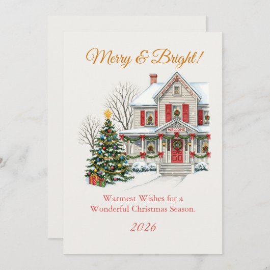 雪の降るクリスマスの風景 (正面/裏面)