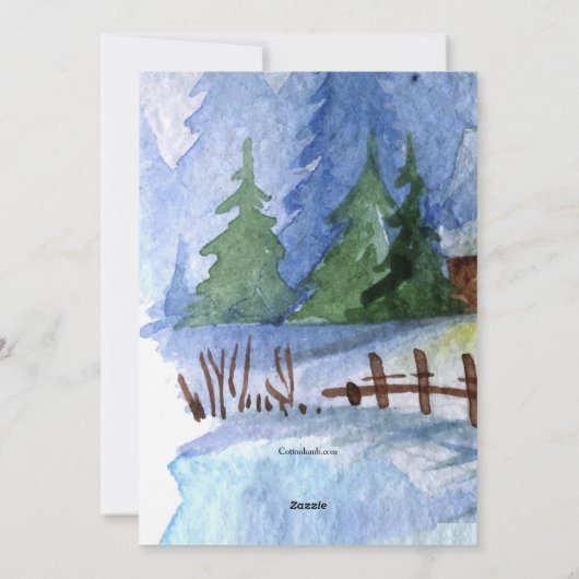 雪の降るクリスマスカードの教会 シーズンカード (裏面)