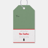 雪の降るクリスマスツリーのカスタムレトロペーパースタンプ ギフトタグ (裏面)