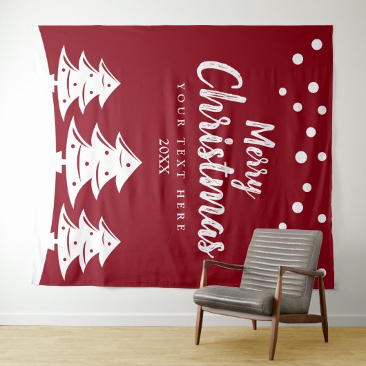 雪の降るクリスマスホリデーパーティーの写真用背景 タペストリー (インサイチュ(横))