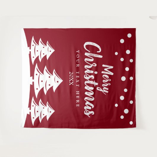 雪の降るクリスマスホリデーパーティーの写真用背景 タペストリー (正面(横))