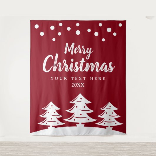 雪の降るクリスマスホリデーパーティーの写真用背景 タペストリー (正面)