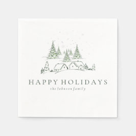 雪の降るクリスマス・ビレッジ スタンダードカクテルナプキン