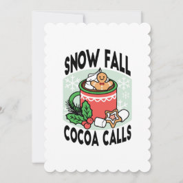 雪の降るココアコールで温まる - 冬のドリンク 招待状