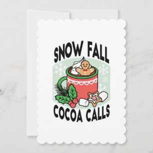 雪の降るココアコールで温まる - 冬のドリンク 招待状