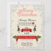 . .雪の降るサンタのニースリスト シーズンカード (正面)