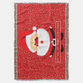 雪の降るサンタクロースのクリスマスの休日の赤 スローブランケット (正面縦)