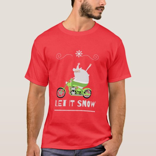 雪の降るバイク Tシャツ (正面)