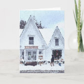 雪の降るバーモントの折りたたみ式グリーティングカード カード (正面)