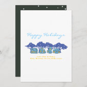 雪の降るホリデーシーズンの家族へのグリーティングカード シーズンカード (正面/裏面)