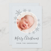 雪の降るメリークリスマスカード青灰色 シーズンカード (正面/裏面)