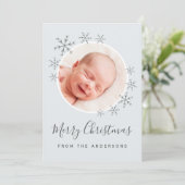 雪の降るメリークリスマスカード青灰色 シーズンカード (スタンド正面)