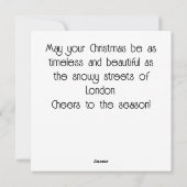 雪の降るロンドンのクラシックなクリスマス シーズンカード (裏面)