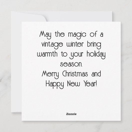 雪の降るロンドンのクリスマス シーン シーズンカード (裏面)