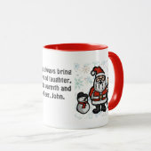 雪の降る休日のミニマルなサンタとペンギン マグカップ (正面右)