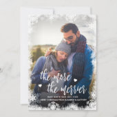 雪の降る写真のクリスマス妊娠告知カード 招待状 (正面)