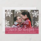 雪の降る写真のクリスマス妊娠告知カード 案内状 (正面)