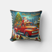 雪の降る冬の不思議の国で、サンタは贈り物をする クッション (正面)