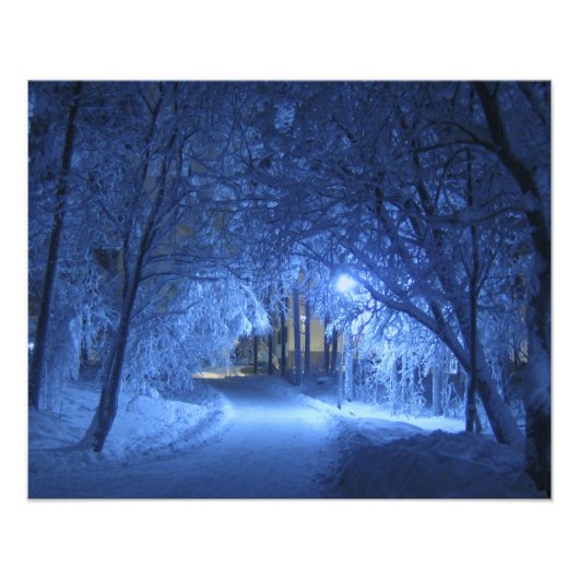雪の降る冬の夜 フォトプリント            (正面)