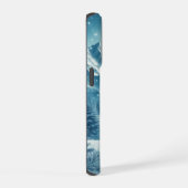 雪の降る冬の山 iPhoneケース (右側面)