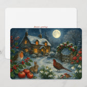 雪の降る冬の月明かりの夜のコテージ クリスマス (正面/裏面)