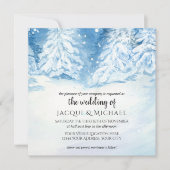 雪の降る冬の木水結婚彩|正方形 招待状 (正面)