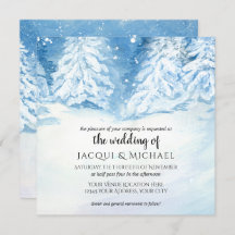 雪の降る冬の木水結婚彩|正方形