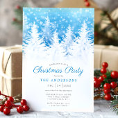 雪の降る冬の松の木のクリスマスパーティー 招待状